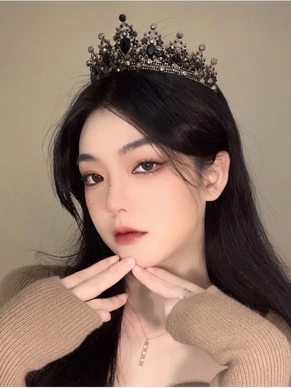 Embellished Black Crystal Tiara